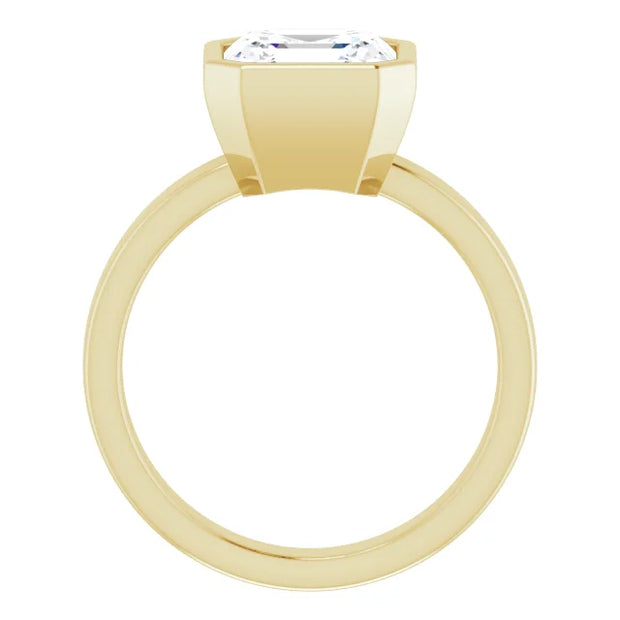 18K Yellow Gold Asscher Solitaire Bezel Engagement Ring