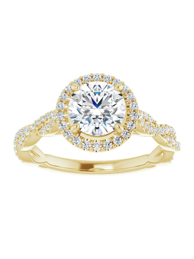 Diamond Halo Engagement Ring with Twisted Diamond Band 1/4 ct. tw.