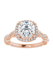 Diamond Halo Engagement Ring with Twisted Diamond Band 1/4 ct. tw.