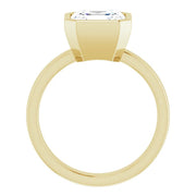 18K Yellow Gold Asscher Solitaire Bezel Engagement Ring