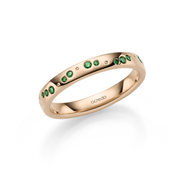 14K Signature Gold Scattered Forest Green Diamond Band