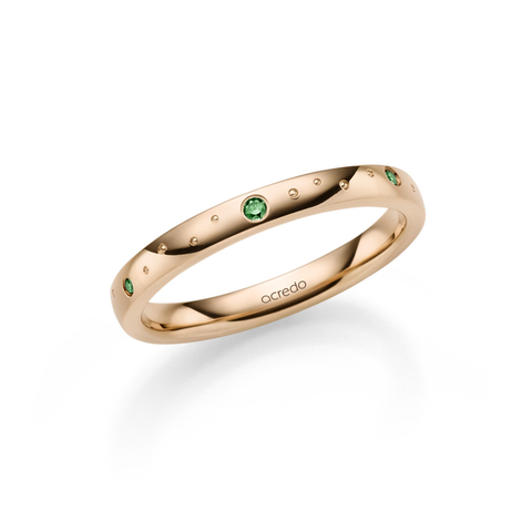14K Signature Gold Forest Green Diamond Dot Band