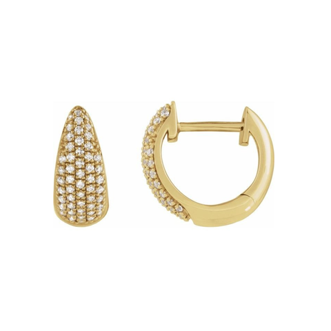 14K Yellow Gold Huggie Hoop Earrings with 0.50 CTW Natural Diamonds
