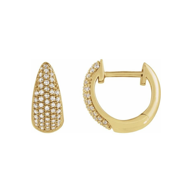 14K Yellow Gold Huggie Hoop Earrings with 0.30 CTW Natural Diamonds