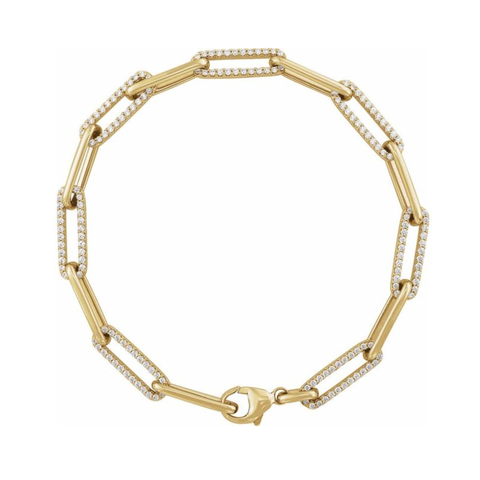 14K Yellow Gold 1 Carat Lab-Grown Diamond Link Bracelet