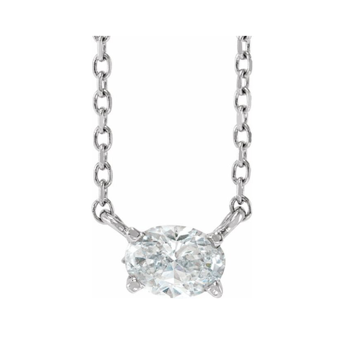 14K White Gold Necklace with 0.50 Carat Oval Cut Lab-Grown Diamond