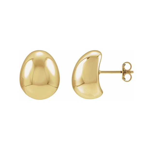14K Yellow Gold Puffed Ball Stud Earrings