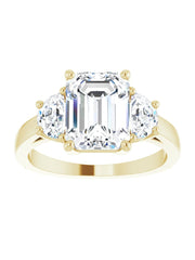 Three stone Half-Moon Diamond Engagement Ring 1 ct. tw.