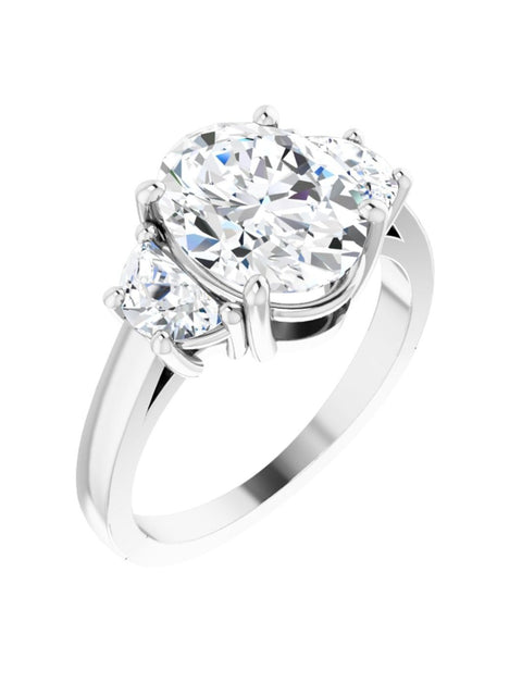 Three stone Half-Moon Diamond Engagement Ring 1 ct. tw.