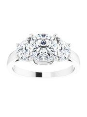 Three stone Half-Moon Diamond Engagement Ring 1 ct. tw.