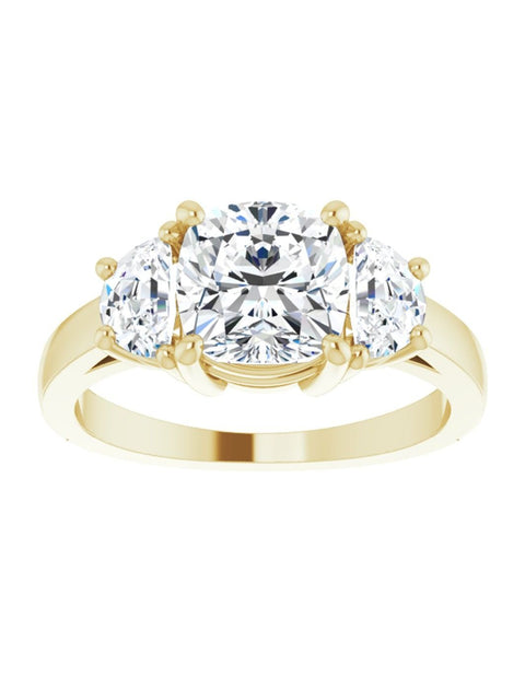 Three stone Half-Moon Diamond Engagement Ring 1 ct. tw.