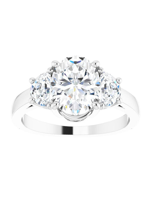 Three stone Half-Moon Diamond Engagement Ring 1 ct. tw.