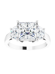 Three stone Half-Moon Diamond Engagement Ring 1 ct. tw.