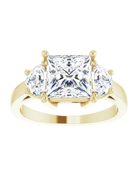 Three stone Half-Moon Diamond Engagement Ring 1 ct. tw.