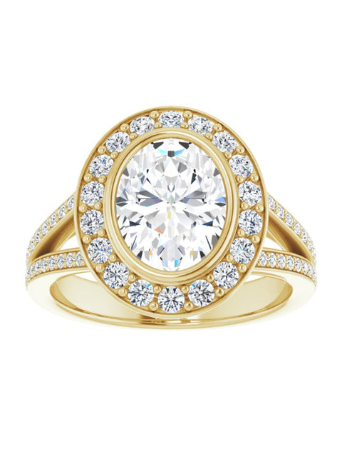 Halo-Style Engagement Ring with a Bezel Set Center and a Split Shank 1/2 ct. tw.