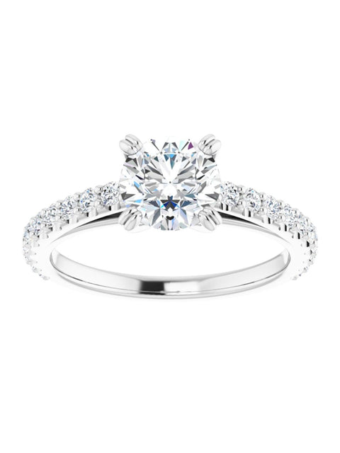 Cathedral Style Engagement Ring with Diamond Band - Light 1/2 ct. tw.