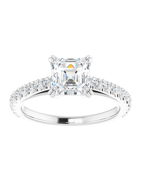 Cathedral Style Engagement Ring with Diamond Band - Light 1/2 ct. tw.