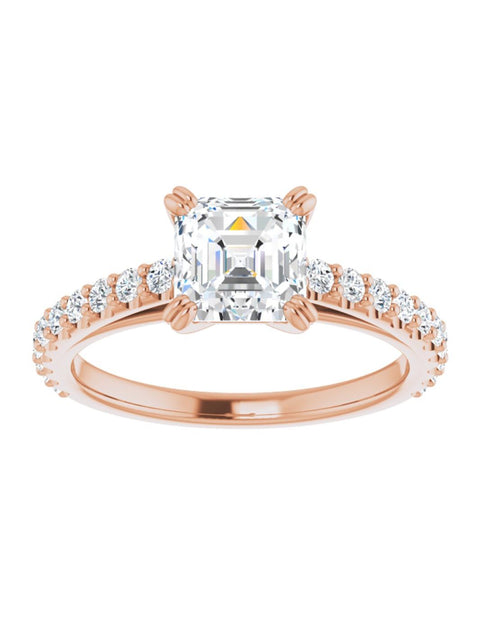 Cathedral Style Engagement Ring with Diamond Band - Light 1/2 ct. tw.