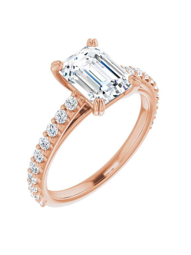 Cathedral Style Engagement Ring with Diamond Band - Light 1/2 ct. tw.