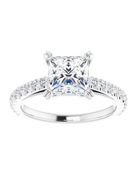 Cathedral Style Engagement Ring with Diamond Band - Light 1/2 ct. tw.