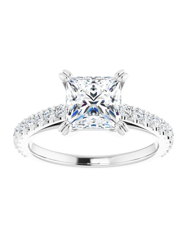 Cathedral Style Engagement Ring with Diamond Band - Light 1/2 ct. tw.