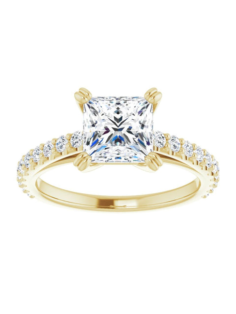 Cathedral Style Engagement Ring with Diamond Band - Light 1/2 ct. tw.