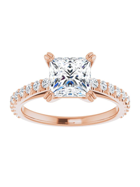 Cathedral Style Engagement Ring with Diamond Band - Light 1/2 ct. tw.