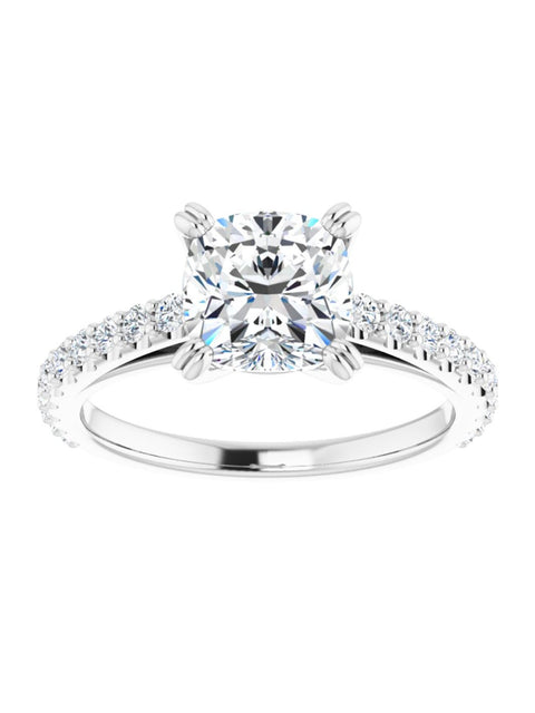 Cathedral Style Engagement Ring with Diamond Band - Light 1/2 ct. tw.