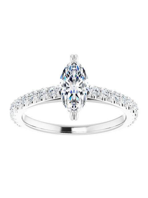 Cathedral Style Engagement Ring with Diamond Band - Light 1/2 ct. tw.