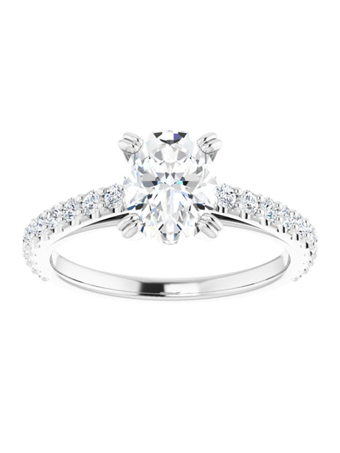 Cathedral Style Engagement Ring with Diamond Band - Light 1/2 ct. tw.