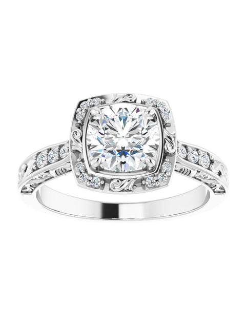 Vintage Inspired Halo Engagement Ring 1/6 ct. tw.