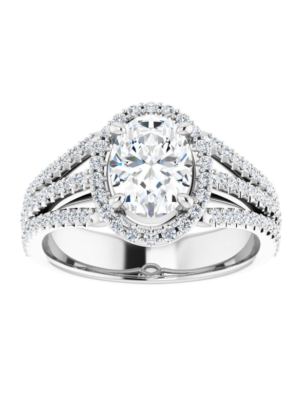 Diamond Halo 3 Row Engagement Ring Lt. 1/2 ct. tw.