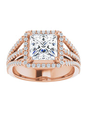 Diamond Halo 3 Row Engagement Ring Lt. 1/2 ct. tw.