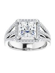 Diamond Halo 3 Row Engagement Ring Lt. 1/2 ct. tw.