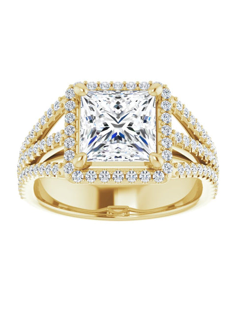 Diamond Halo 3 Row Engagement Ring Lt. 1/2 ct. tw.