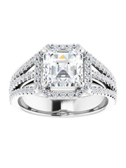 Diamond Halo 3 Row Engagement Ring Lt. 1/2 ct. tw.