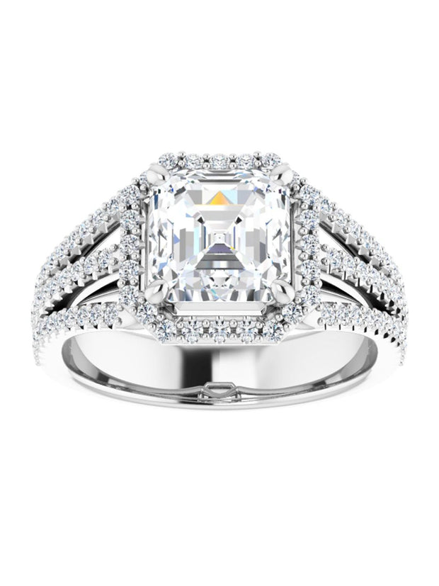 Diamond Halo 3 Row Engagement Ring Lt. 1/2 ct. tw.