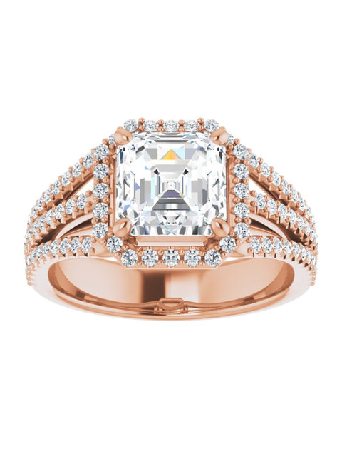 Diamond Halo 3 Row Engagement Ring Lt. 1/2 ct. tw.