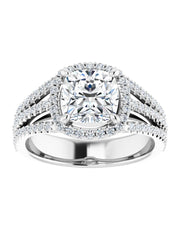 Diamond Halo 3 Row Engagement Ring Lt. 1/2 ct. tw.