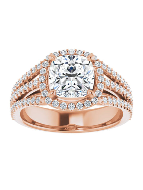 Diamond Halo 3 Row Engagement Ring Lt. 1/2 ct. tw.