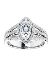 Diamond Halo 3 Row Engagement Ring Lt. 1/2 ct. tw.