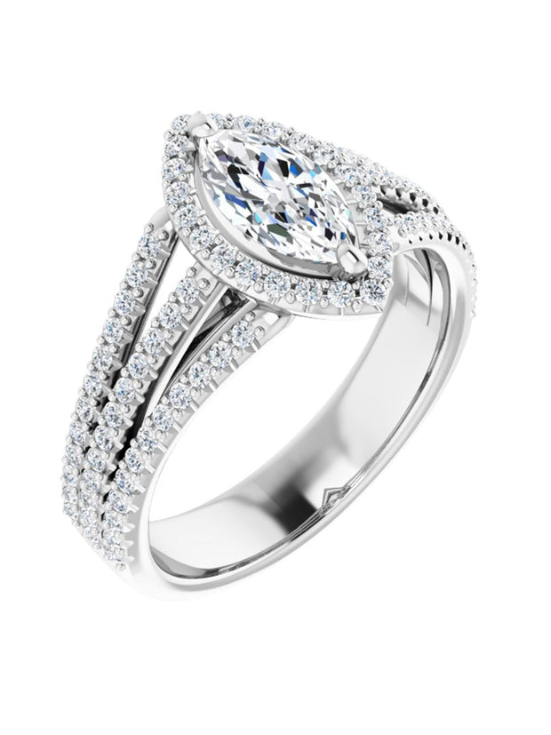 Diamond Halo 3 Row Engagement Ring Lt. 1/2 ct. tw.