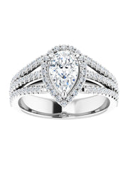 Diamond Halo 3 Row Engagement Ring Lt. 1/2 ct. tw.