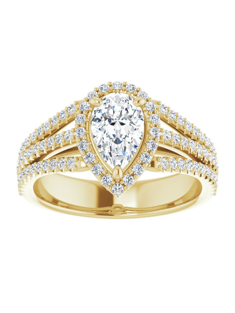 Diamond Halo 3 Row Engagement Ring Lt. 1/2 ct. tw.