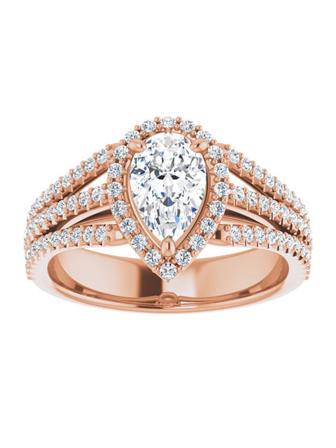 Diamond Halo 3 Row Engagement Ring Lt. 1/2 ct. tw.