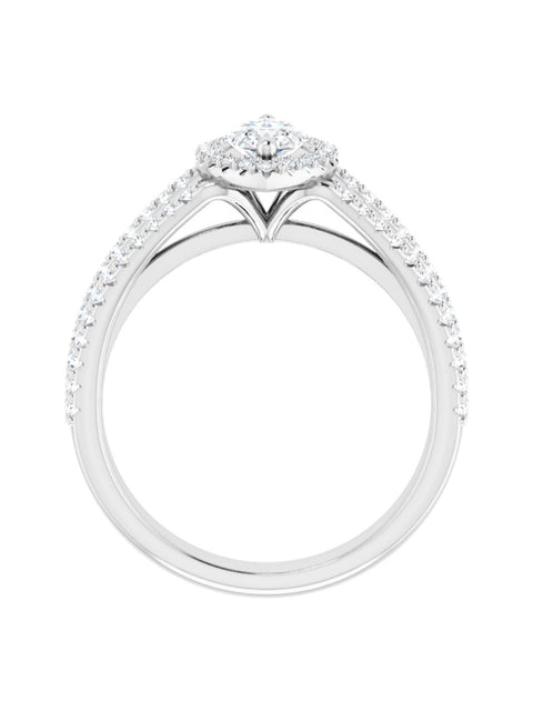 Diamond Halo 3 Row Engagement Ring Lt. 1/2 ct. tw.