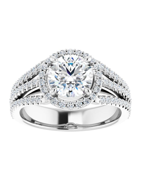 Diamond Halo 3 Row Engagement Ring Lt. 1/2 ct. tw.