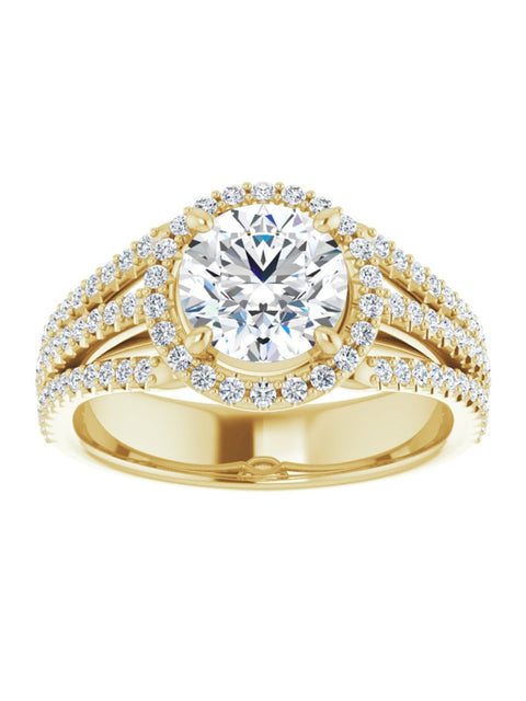 Diamond Halo 3 Row Engagement Ring Lt. 1/2 ct. tw.