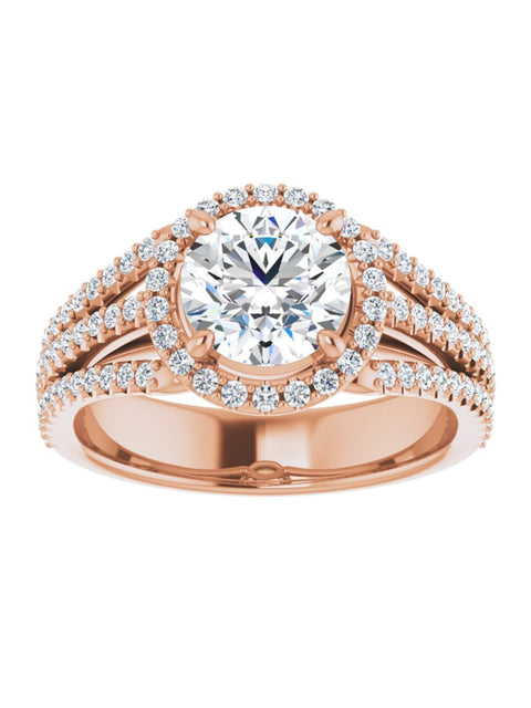 Diamond Halo 3 Row Engagement Ring Lt. 1/2 ct. tw.