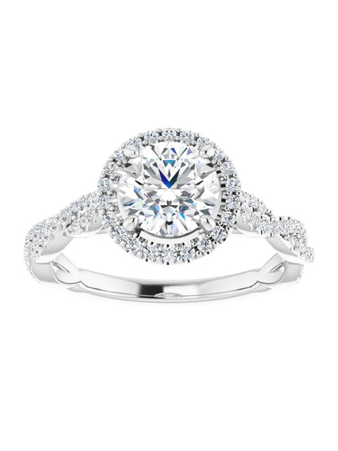 Diamond Halo Engagement Ring with Twisted Diamond Band 1/4 ct. tw.